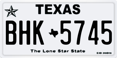 TX license plate BHK5745