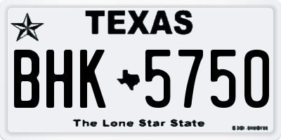 TX license plate BHK5750