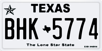 TX license plate BHK5774