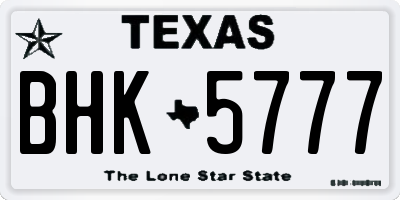TX license plate BHK5777