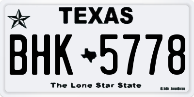 TX license plate BHK5778