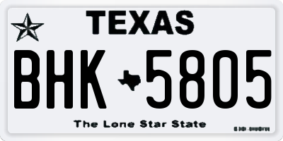 TX license plate BHK5805