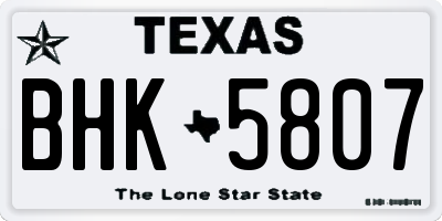 TX license plate BHK5807