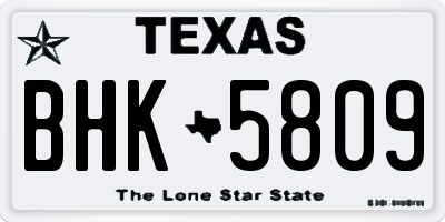 TX license plate BHK5809