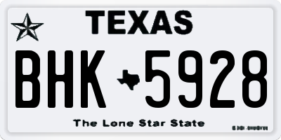 TX license plate BHK5928