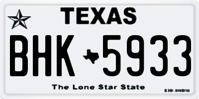 TX license plate BHK5933