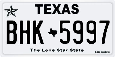 TX license plate BHK5997