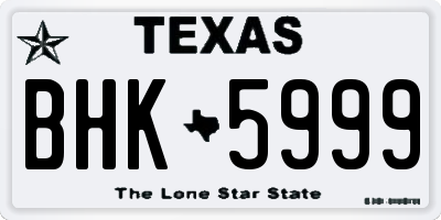 TX license plate BHK5999