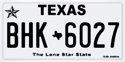 TX license plate BHK6027