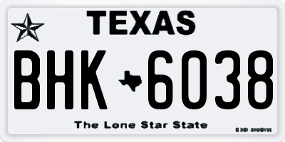 TX license plate BHK6038
