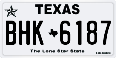 TX license plate BHK6187