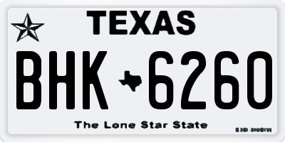TX license plate BHK6260