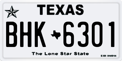 TX license plate BHK6301