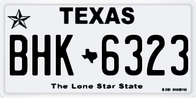 TX license plate BHK6323