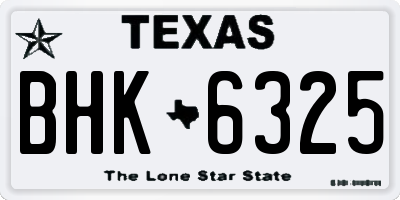 TX license plate BHK6325