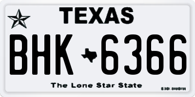 TX license plate BHK6366