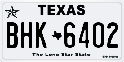 TX license plate BHK6402