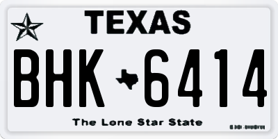 TX license plate BHK6414