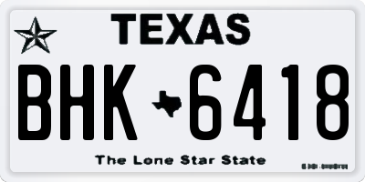 TX license plate BHK6418