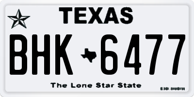 TX license plate BHK6477