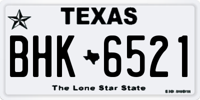 TX license plate BHK6521