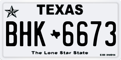 TX license plate BHK6673