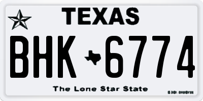 TX license plate BHK6774