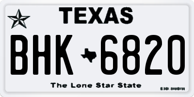 TX license plate BHK6820
