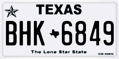 TX license plate BHK6849
