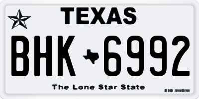 TX license plate BHK6992