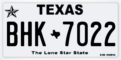 TX license plate BHK7022