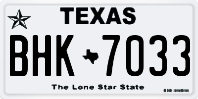 TX license plate BHK7033
