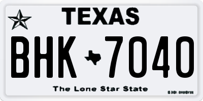 TX license plate BHK7040