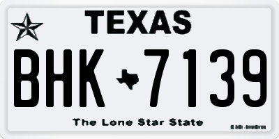 TX license plate BHK7139