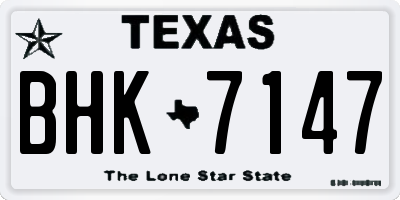TX license plate BHK7147