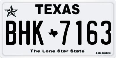 TX license plate BHK7163