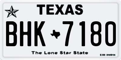 TX license plate BHK7180
