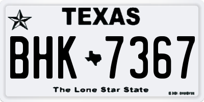 TX license plate BHK7367