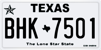 TX license plate BHK7501
