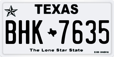 TX license plate BHK7635