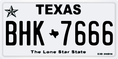 TX license plate BHK7666