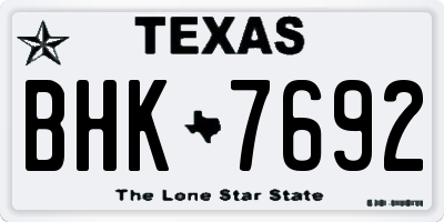TX license plate BHK7692