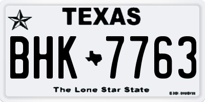 TX license plate BHK7763