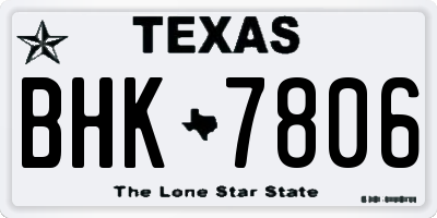 TX license plate BHK7806