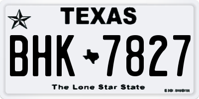 TX license plate BHK7827