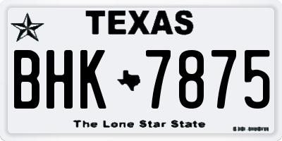 TX license plate BHK7875
