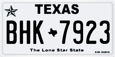 TX license plate BHK7923