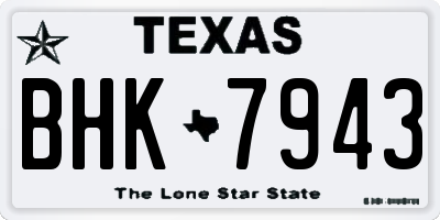 TX license plate BHK7943