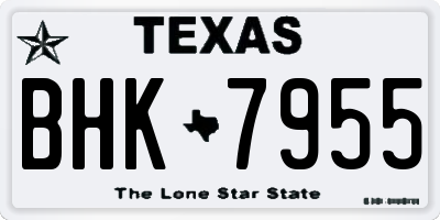 TX license plate BHK7955