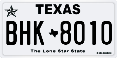 TX license plate BHK8010